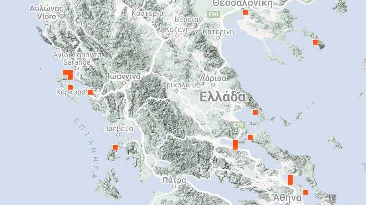 Οι περιοχές όπου σημειώνεται έξαρση μωβ μεδουσών (iNaturalist / Screen Grab_